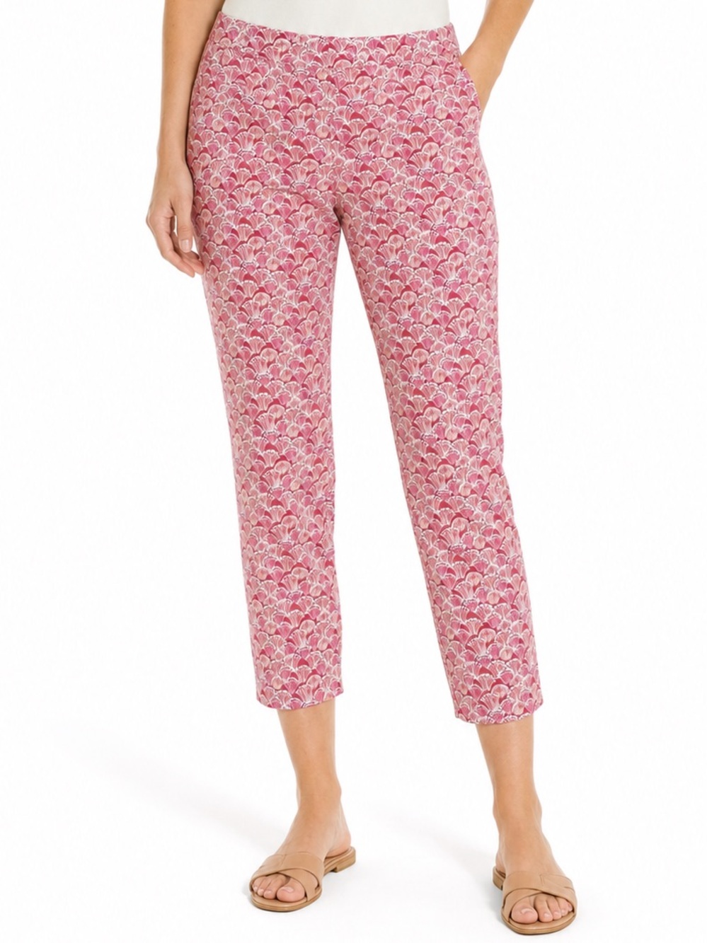 J.McLaughlin Newport Catalina Cloth Capri Pants Pink Red Size XS resort golf
